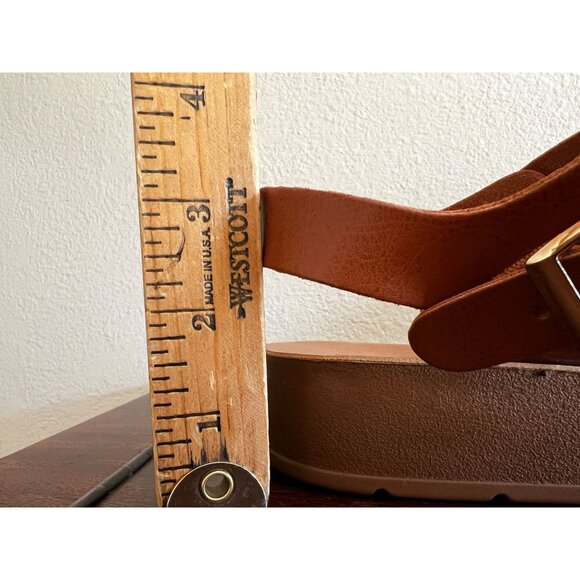 CL By Laundry GHYA Platform Sandals Womens Sz 10 Tan Vegan Buckle Strap Open Toe - Picture 6 of 14